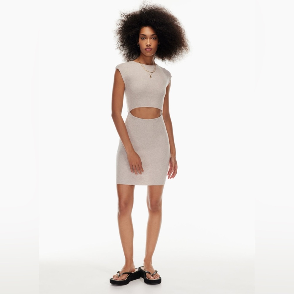 Wilfred free cut-out knit mini dress in heather oatmeal